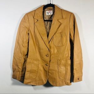 Vtg Diamond Leathers Tan Jacket 13/14( S-M )
